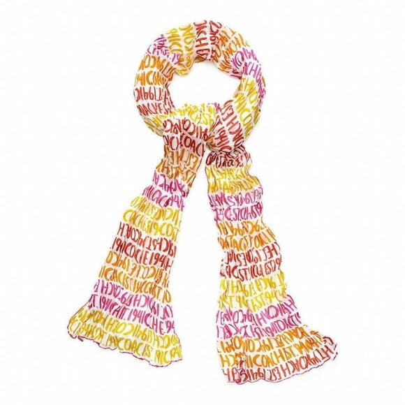 COACH SCARF Logo Branded BERRY Double Stripe